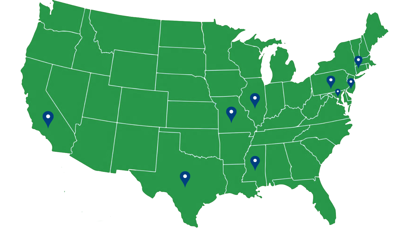 US Map showing licensed states